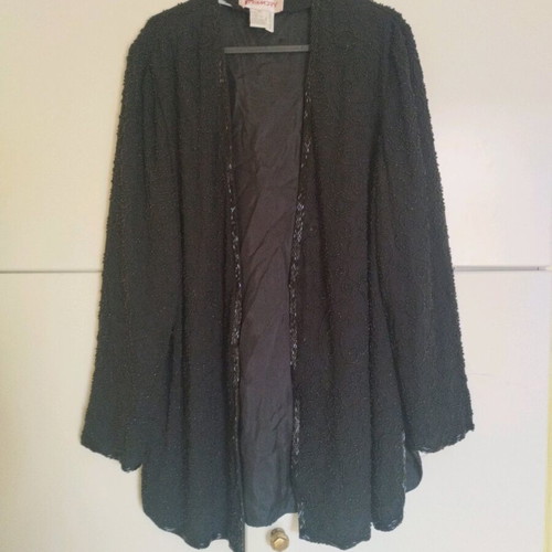 Embroidered jacket used, silk, black, size 5XL
