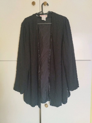 Embroidered jacket used, silk, black, size 5XL