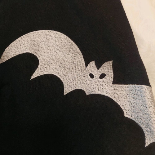 I.4.U Capri Pants Black with Silver Thread Bat Design like New