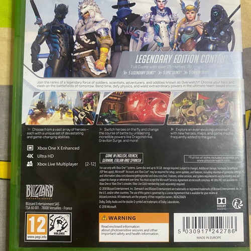 Overwatch Legendary Edition for Xbox One like new with 15 skins and 4K Ultra HD