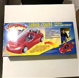SUPERMAN ANIMATED SUPER COUPE converts to SPACE JET VEHICLE w EXCLUSIVE SUPERMAN becomes CLARK KENT FIGURE open in excellent condition RARE 1996 KENNER VINTAGE