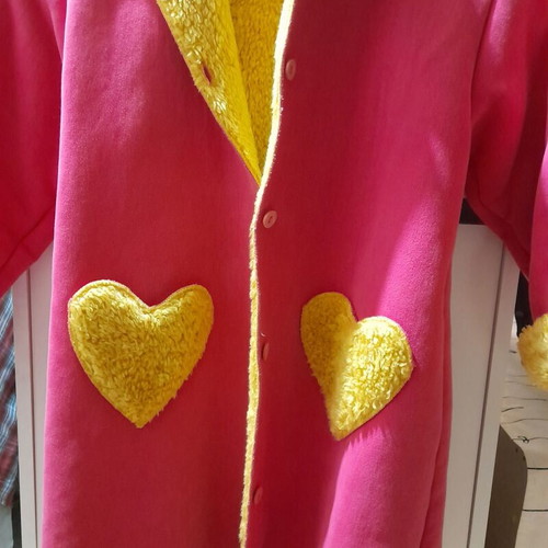 Agatha Ruiz De La Prada girls' coat like new, size 8, fuchsia with mustard