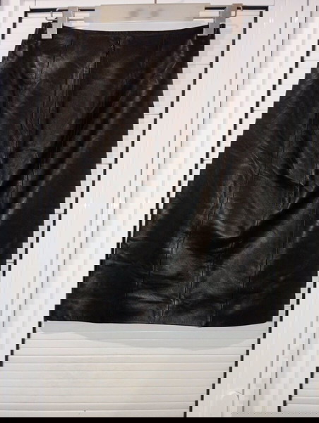 Loewe leather skirt.