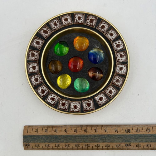 Mid-Century Modern vintage coaster with glass mosaic stones (50s-60s)