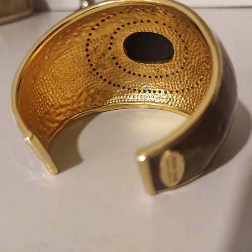 Roberto Cavalli bracelet cuff 5.5 cm wide like new, black and gold