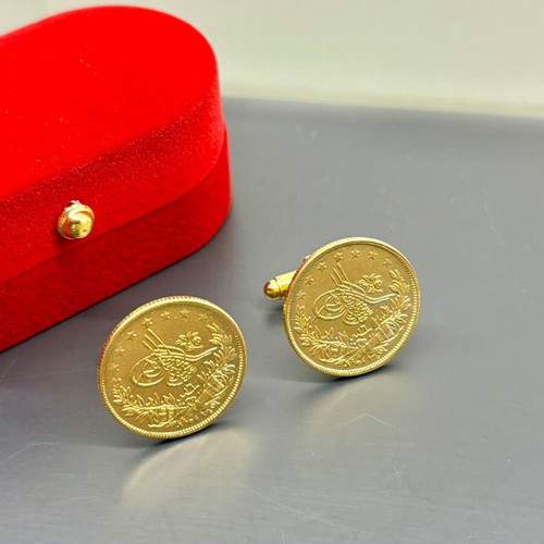 Cufflinks with Turkish Lira gold plated, new