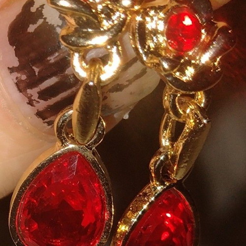 Luxury Set Rubineni Rozi I Kapki New, Gold and Red Earrings and Necklace