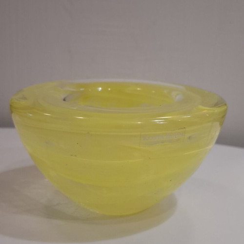 Yellow Glass Tealight Holder by Anna Ehrner for Kosta Boda, 1990s used