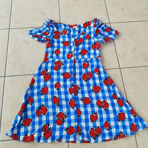 Next girls dress size 11 like new blue check with strawberries