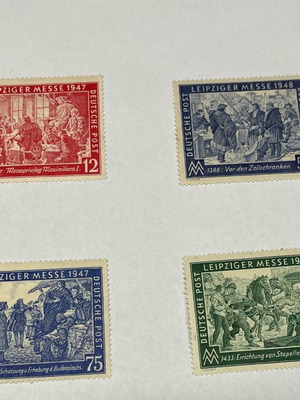 Rare German stamps set promoting Leipzig exhibition 1947 new