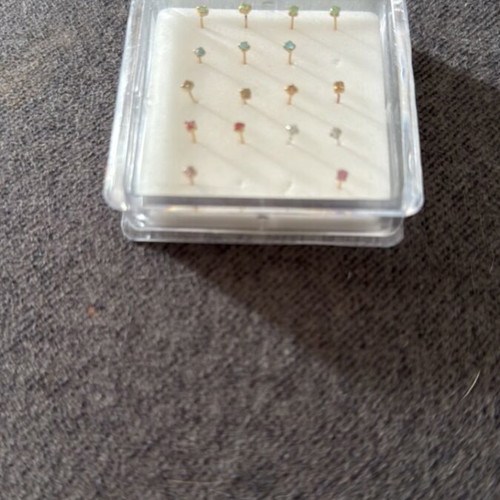 Nose earrings new, silver gold-plated, pack of 17