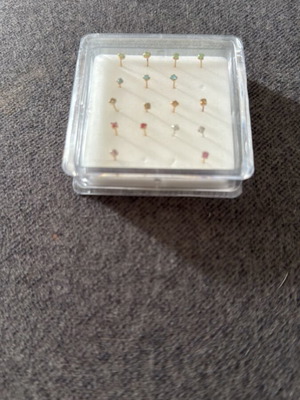 Nose earrings new, silver gold-plated, pack of 17