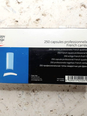 Peggy Sage case Professional nail tips square French shape, 250 pcs, white