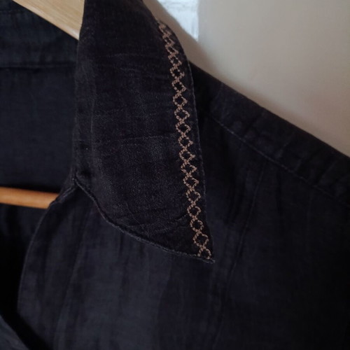 Basler linen shirt like new, chocolate brown, embroidered details