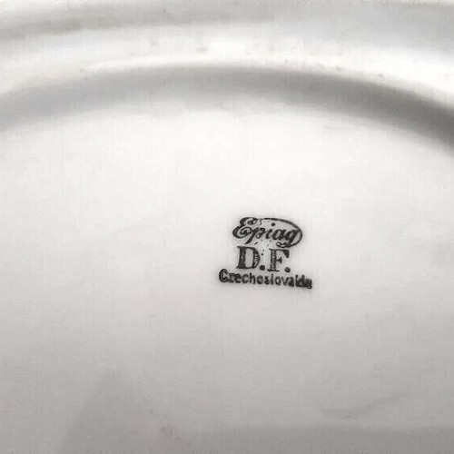 Vintage white oval serving plate from Czech porcelain used