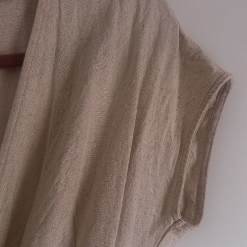 Linen dress size L Sinsay like new, beige midi with wrap neckline