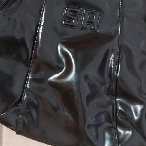 Sonia Rykiel vintage shoulder bag used, shiny faux leather black