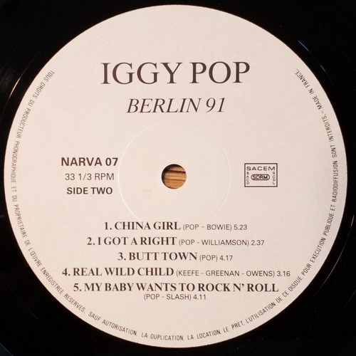 Iggy Pop Berlin 91 vinyl used, 2LP, rock