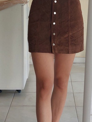 Stradivarius brown leather skirt like new, size S