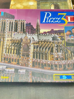 3D Puzzle Set with Eiffel Tower, Paris, and Notre Dame Models, New