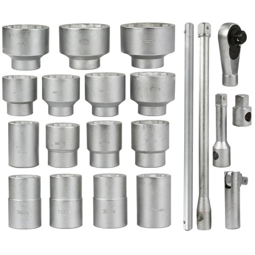 Gedore socket set 21 pieces new, chrome-vanadium steel, 1 inch, 30-80 mm