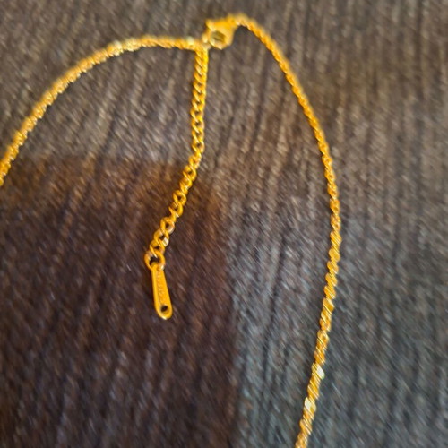Necklace stainless steel new, blue and gold, embossed design