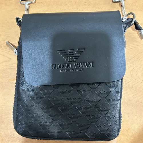 Giorgio Armani men's shoulder bag like new, black leather