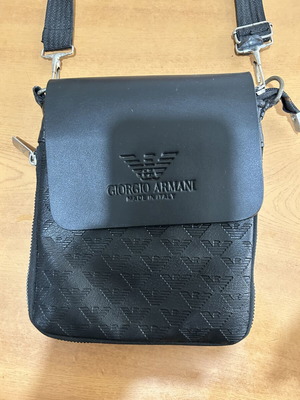 Giorgio Armani men's shoulder bag like new, black leather