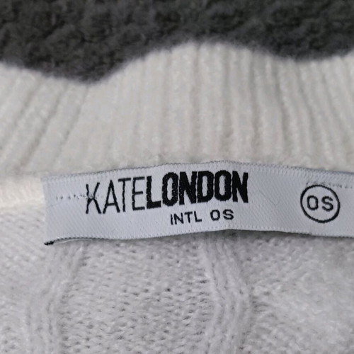 Kate London cardigan like new, white with cable knit and rhinestones