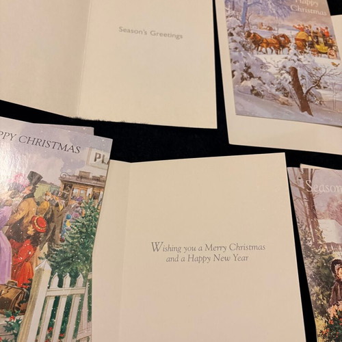 Vintage Christmas cards set of 8, Victorian and classic style, like new