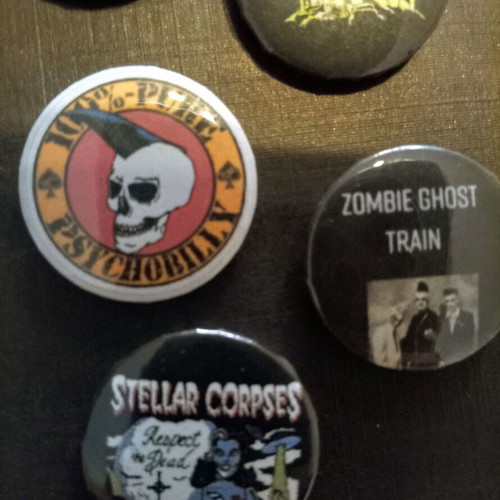 Psychobilly and Gothabilly pin badges, set of 9