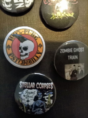 Psychobilly and Gothabilly pin badges, set of 9