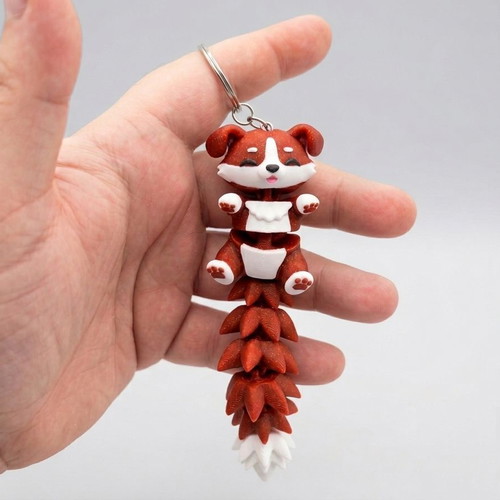 Articulated dog keychain, 12cm, multicolor