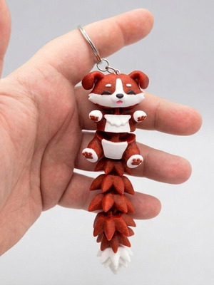 Articulated dog keychain, 12cm, multicolor