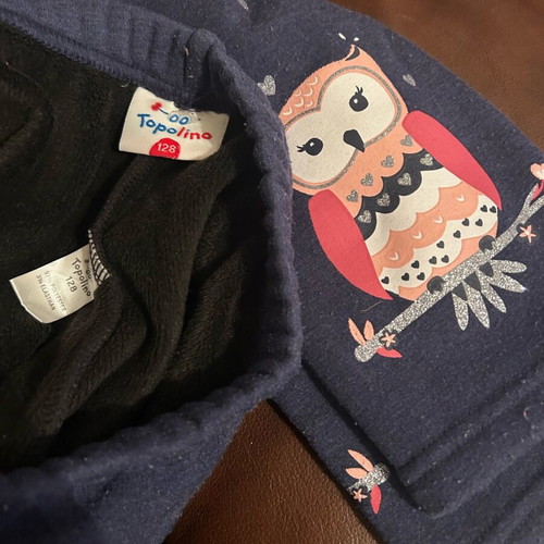 Girl Pants like new 128 with owls blue
