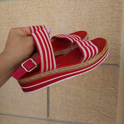 Voi & Noi sandals size 38 used, white and red platform