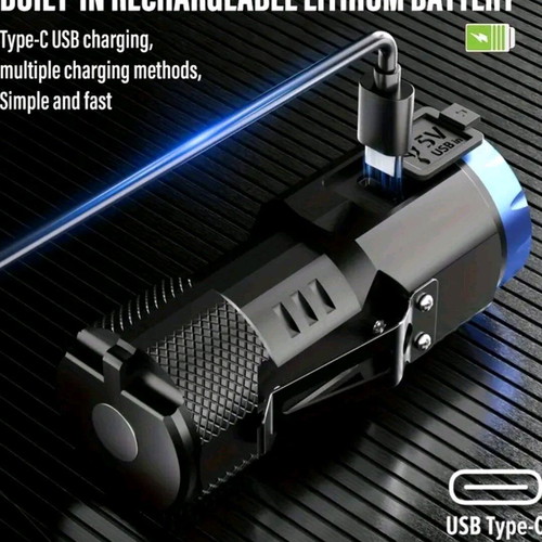 Rechargeable pocket flashlight with side light and 8 led, new
