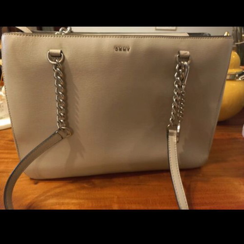 DKNY shoulder bag used, gray saffiano leather