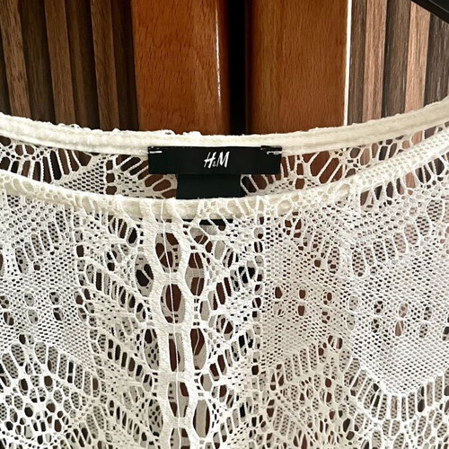 H&M Crop Boho Top Large White like new