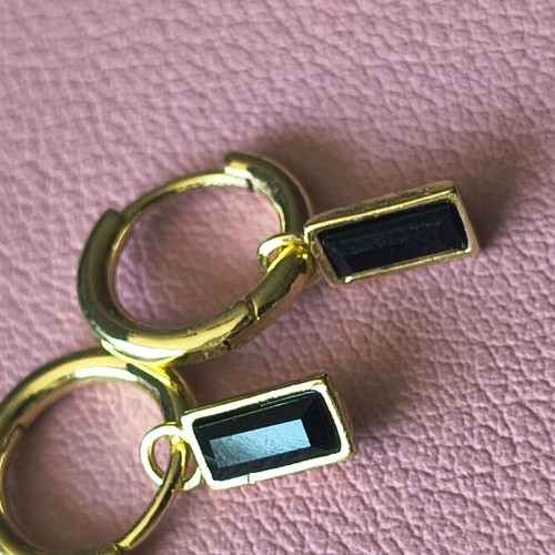 Stainless steel earrings, black and gold