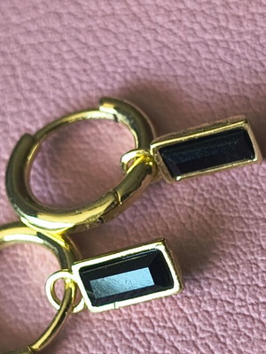 Stainless steel earrings, black and gold