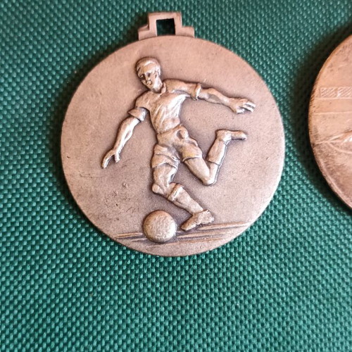 Vintage Football Medals Set of 2, Silver-Plated, 1950s, like new