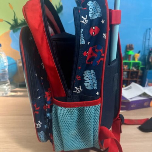 Spiderman preschool trolley school bag