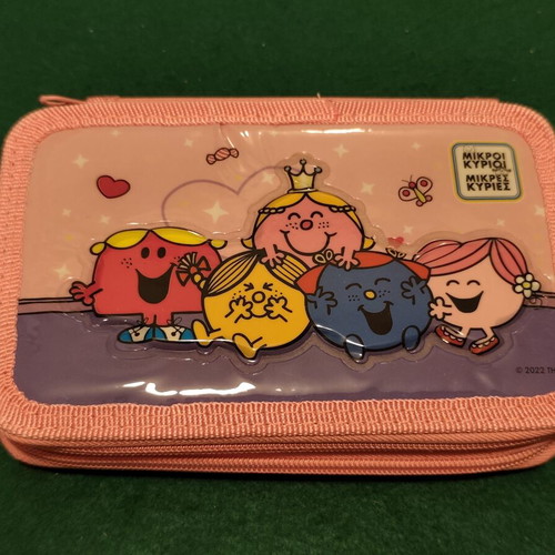Little Miss Mr. Men children's double-zip pencil case, pink