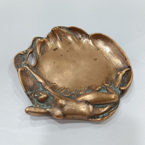 Art Nouveau decorative pin tray ashtray with mermaid, used