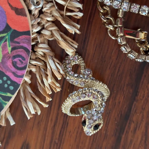 Vintage jewelry set used, wood, metal, steel and gold-plated