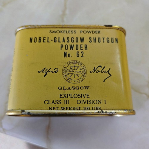 Metal box used from Nobel Glasgow 62 smokeless powder