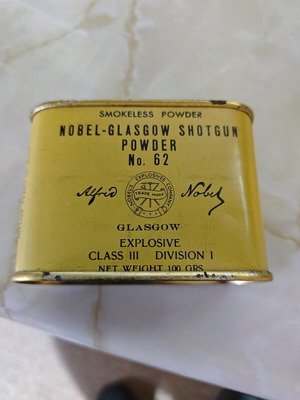 Metal box used from Nobel Glasgow 62 smokeless powder