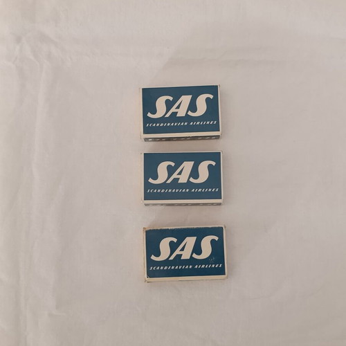 SAS Scandinavian Airlines vintage matchbox set of 3 used from 1960s