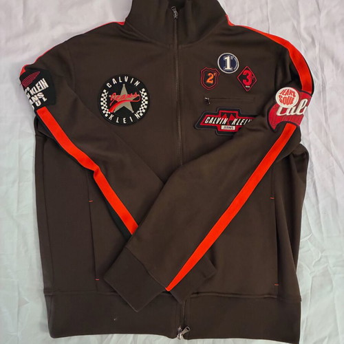 Calvin Klein Bikers jacket, rare, size XL fits L, brown multicolor